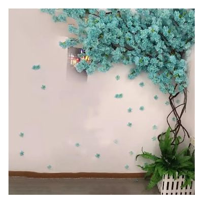 Etlegor Artificial Cherry Blossom Trees, Stunning Indoor Wedding Decor Rattan Simulation Peach Tree Vine Background Walls Fake Flower Vine Enhance Air Conditioning Pipe Background (Color : Blue)