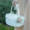 YLSZHYR Large Flower Girl Baskets for Weddings,Fairy Lace Bowknot Wedding Flower Basket Satin Lace Collection, Decoration Flower Scattering Basket Wedding Supplies(#1) view 3