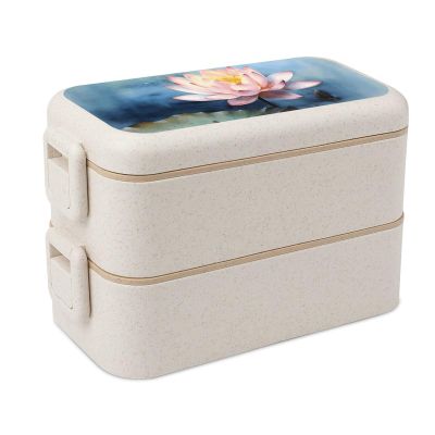 YKUDBN Lunch Box Warmer Portable for Work,Lotus Flower Painting Print Bento Box,Double Layer Lunch Box Suitable for Work And Dining Out