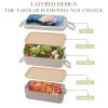 YKUDBN Lunch Box Warmer Portable for Work,Lotus Flower Painting Print Bento Box,Double Layer Lunch Box Suitable for Work And Dining Out view 3
