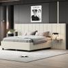 DNChuan Queen Size Velvet Upholstered Platform Bed with Oversize Wingback Headboard and Storage Shelves,Heavy-Duty Frame,No Box Spring Needed for Adults,Kids,Beige view 1