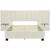 DNChuan Queen Size Velvet Upholstered Platform Bed with Oversize Wingback Headboard and Storage Shelves,Heavy-Duty Frame,No Box Spring Needed for Adults,Kids,Beige view 4