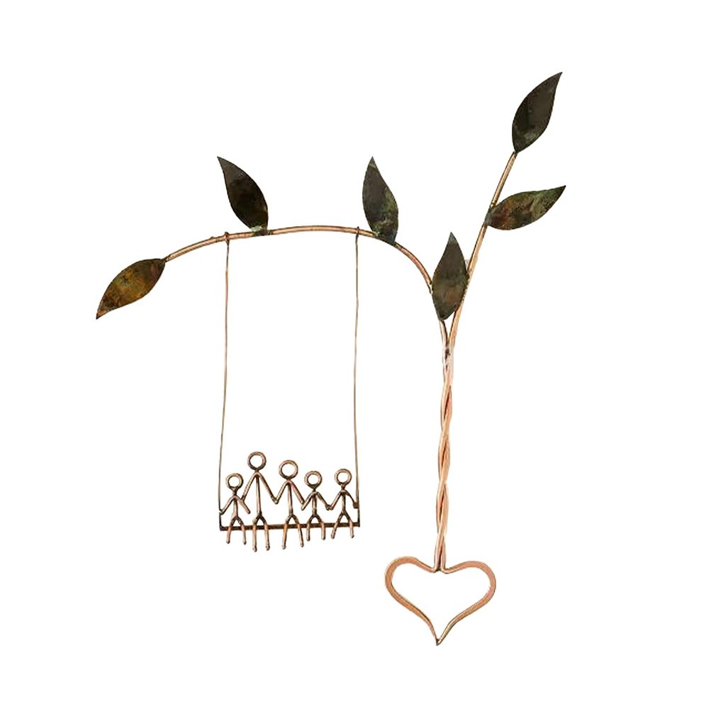 LKPOMI Rooted in Love Swing Sculpture Farmhouse Wall Decor Rustic Iron Art Wall Hanging Decoration Metal Family Sculpture for Living Room Home Decor(Five People)