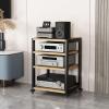 4/5-Tier Movable AV Media Player Stand Wooden Corner Shelf Audio Stand Entertainment Center Stereo Component Cabinet Multi-Function Open Storage Rack for Home/Office/Theater (Size : 4 Tier) view 2