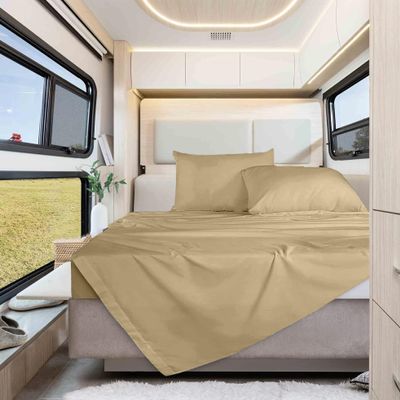 Shrinita Real 1000 Thread Count, 100% Egyptian Cotton, 15"" Deep Pocket Sheet Set [72"" X 80""] RV Camper King Size, Taupe Color Bedsheet Sets, RV Camper Motor Home bunk Cot Bed Boat Sheet Set