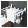 Drying Rack Folding Hanger Folding Clothes Hanger Wall Mount Retractable Cloth Drying Rack Outdoor Space Saving Aluminum Home Laundry Clothesline Clothes Rack Folding view 3