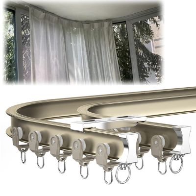 Flexible Bendable Curved Ceiling Curtain Track, Curtain Track Ceiling Mount, RV Curtain Track, Curtain Rail, Aluminum Curtain Track, Ceiling Mount Room Divider, for Curved Shower Curtain (Color : Cha