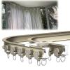 Flexible Bendable Curved Ceiling Curtain Track, Curtain Track Ceiling Mount, RV Curtain Track, Curtain Rail, Aluminum Curtain Track, Ceiling Mount Room Divider, for Curved Shower Curtain (Color : Cha view 1