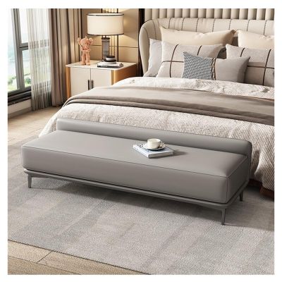 End of Bed Bench Storage Bench Modern Entryway Bench End of Bed Bench Ottoman Upholstered Leather Bedroom Benches for Foot of Bed Tufted Bench Footrest Stool with Metal Legs Indoor Bench for Living Ro