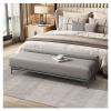 End of Bed Bench Storage Bench Modern Entryway Bench End of Bed Bench Ottoman Upholstered Leather Bedroom Benches for Foot of Bed Tufted Bench Footrest Stool with Metal Legs Indoor Bench for Living Ro view 1