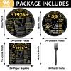 CHUNNIN 96Pcs 50th Birthday Plates and Napkins Back in 1975 Party Decorations Black Gold 50 Year Old Party Dessert Plates 1975 Tableware for 24 Guests 50th Theme Men Woman Birthday Supplies view 2