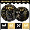 CHUNNIN 96Pcs 50th Birthday Plates and Napkins Back in 1975 Party Decorations Black Gold 50 Year Old Party Dessert Plates 1975 Tableware for 24 Guests 50th Theme Men Woman Birthday Supplies view 3