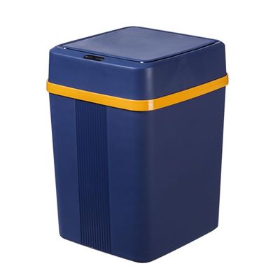 Generic 12L/3.17Gallon Smart Sensor Garbage Can Kitchen Bathroom Automatic Toilet Trash Can with Lid Waterproof Square Small Garbage Bin for Kitchen, Office, Toilet, Bedroom (Dark Blue)