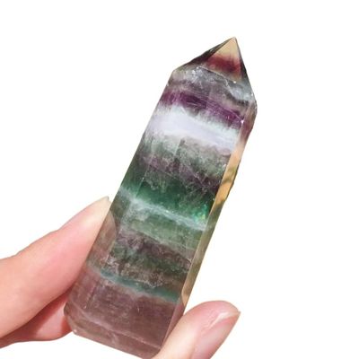 Crystal Natural Striped Fluorite Crystal Hexagonal Point Quartz Crystal Stone Point (Size : 2pcs)