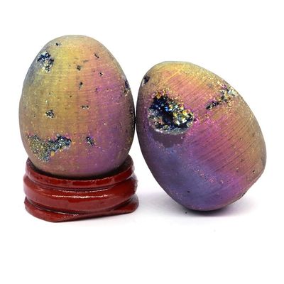 AtkitS Crystal Color electroplated Agate Crystal Ball Egg Natural Witchcraft Home Decoration (Color : Color Plating Egg, Size : 1pcs)