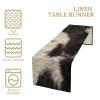FengMingRui Cowhide Table Runner Black and White Milk Cow Western Style 3D Cow Fur Skin Texture Table Runner for Living Room Kitchen Dining Table Decoration 13x36in view 3