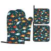 YYHWHJDE Swimming Fish Printing Oven Mitts and potholders Set of Four : Thick and Durable, Anti-scalding and Heat-Insulating view 1
