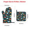 YYHWHJDE Swimming Fish Printing Oven Mitts and potholders Set of Four : Thick and Durable, Anti-scalding and Heat-Insulating view 3