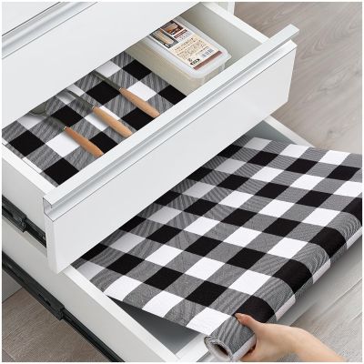 ALIUNI Drawer and Shelf Liner, Non-Slip Kitchen Cabinet Liners Non-Adhesive Thick Strong Grip Waterproof Washable Mats Protect Dresser Shelves Cupboard Bathroom Cabinets, Buffalo Plaid, 24 in X 10 FT