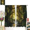HDESDIS Mysterious Forest Blackout Curtains, Sunshine Summer Jungle Flowing Stream Window Drapes Home Decor Rod Pocket Curtain for Living Room Bedroom, 2 Panels, Each 27.5" W x 63" L view 3