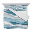 Geometric Blue Ocean Waves Twin Size Down Alternative Comforter, Lightweight Comforter Quilt Bedding Set with Pillow Shams,All Seasons Bed Comforter Duvet Insert, Minimalist White Stripes 68"x86" view 2