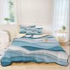 Geometric Blue Ocean Waves Twin Size Down Alternative Comforter, Lightweight Comforter Quilt Bedding Set with Pillow Shams,All Seasons Bed Comforter Duvet Insert, Minimalist White Stripes 68"x86" view 3