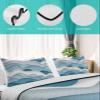 Geometric Blue Ocean Waves Twin Size Down Alternative Comforter, Lightweight Comforter Quilt Bedding Set with Pillow Shams,All Seasons Bed Comforter Duvet Insert, Minimalist White Stripes 68"x86" view 4