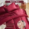 MR&HM Full Size Comforter Set Burgundy, Reversible Satin Microfiber Comforter Set for All Seasons, 3 Pieces Non-Slip Silky Soft Bedding Sets with 1 Comforter (82"x86") and 2 Pillowcases (20"x26") view 4