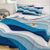 Contemporary Blue Full Size Down Alternative Comforter,Lightweight Comforter Quilt Bedding Set with Pillow Shams,All Seasons Bed Comforter Duvet Insert,Minimalist White Geometric Creative Line 78"x90" view 1
