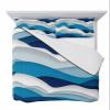 Contemporary Blue Full Size Down Alternative Comforter,Lightweight Comforter Quilt Bedding Set with Pillow Shams,All Seasons Bed Comforter Duvet Insert,Minimalist White Geometric Creative Line 78"x90" view 2