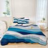 Contemporary Blue Full Size Down Alternative Comforter,Lightweight Comforter Quilt Bedding Set with Pillow Shams,All Seasons Bed Comforter Duvet Insert,Minimalist White Geometric Creative Line 78"x90" view 3