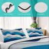 Contemporary Blue Full Size Down Alternative Comforter,Lightweight Comforter Quilt Bedding Set with Pillow Shams,All Seasons Bed Comforter Duvet Insert,Minimalist White Geometric Creative Line 78"x90" view 4
