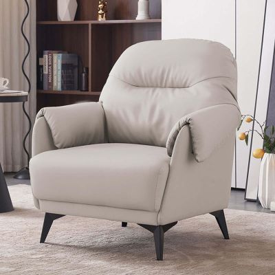 Gruytoie Modern Upholstered Accent Chair Armchair, Reading Living Room Side Chair,Single Sofa with Lounge Seat and Wood Legs (D)
