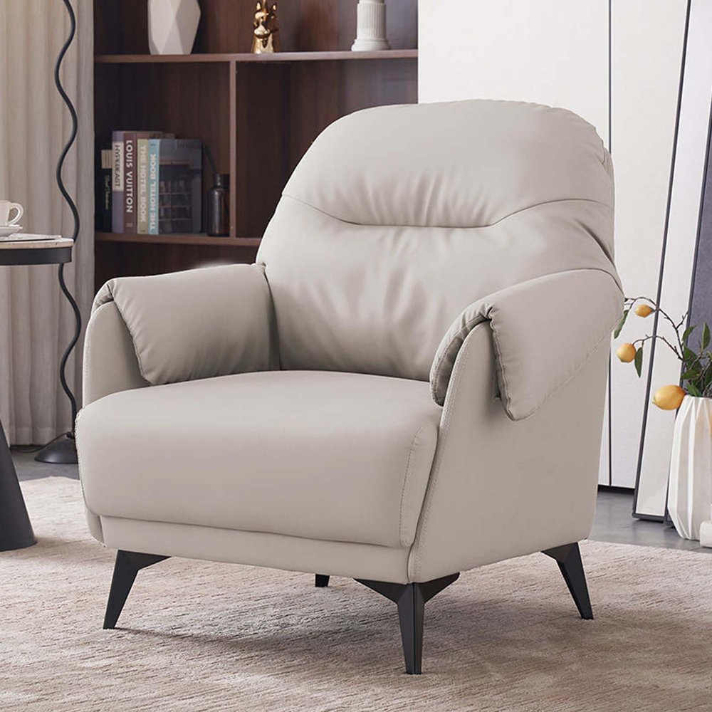 Gruytoie Modern Upholstered Accent Chair Armchair, Reading Living Room Side Chair,Single Sofa with Lounge Seat and Wood Legs (D)