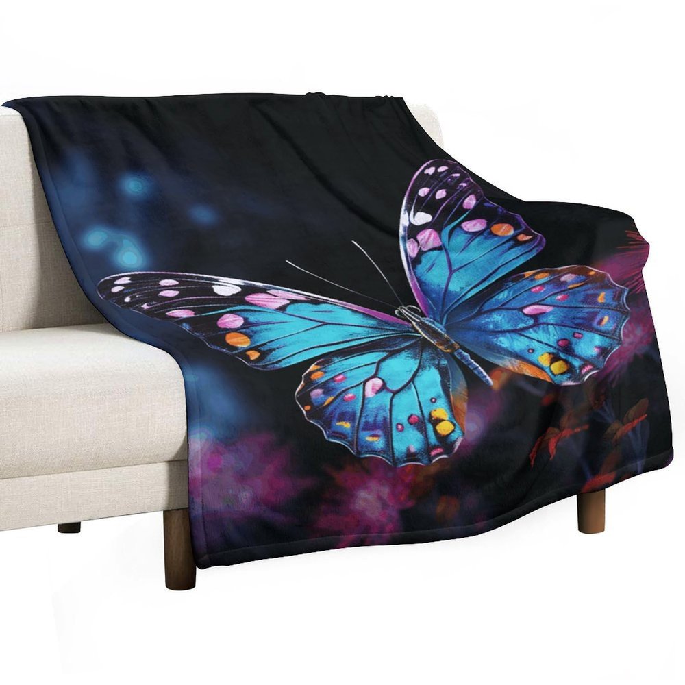 CSGJMYGS Flannel Throw Blanket, Super Soft Blankets 40""x50"", Warm Plush Blankets and Throws, Lightweight Cozy Fuzzy Blanket for Couch Sofa Bed, Charming Butterfly Throw Blanket All-Season, Style-1