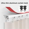 Adhesive Curtain Track Ceiling or Wall Mount, Ceiling Track Room Divider, Self Adhesive Curtain Rod, Ceiling Curtain Track, for Windows Cabinet Closet Bathroom Shower Curtain ( Color : Black Perforati view 3