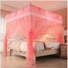4 Corner Post Canopy Sturdy Frame Bed Curtain for Adults Cute Cozy Cloth Square Net Mosquito Net with 3 Openings Princess Bedroom view 1