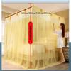 4 Corner Post Canopy Sturdy Frame Bed Curtain for Adults Cute Cozy Cloth Square Net Mosquito Net with 3 Openings Princess Bedroom view 2