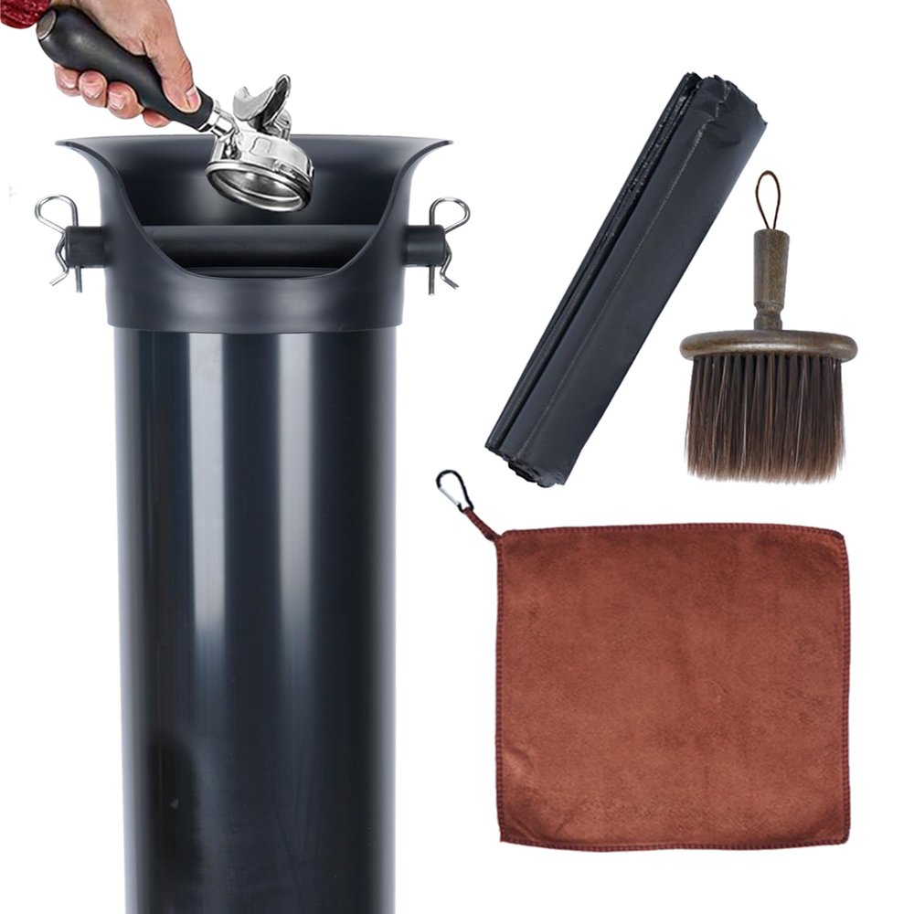 Knock Box for Espresso Grounds Commercial Floor-Standing Coffee Grounds Knock Box with Brush 18L Large Capacity Coffee Knockbox with Towel and Garbage Bags for Coffee Shops,Bar Home,Coffee lovers