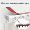 Curtain Tracks Ceiling Wall Mounted Heavy-Duty Curtains Rails Room Divider Curtain Track, Self Adhesive Ceiling or Wall Curtain Track, Adhesive Curtain Rods, for Living Room Bedroom ( Color : Black Pe view 3