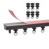 Adhesive Curtain Track, Self Adhesive Ceiling or Wall Curtain Rail Set, Curtain Track Ceiling Mount, Adhesive Curtain Rods, for Windows Cabinet Closet Bathroom Shower Curtain ( Color : Black Back Stic view 1