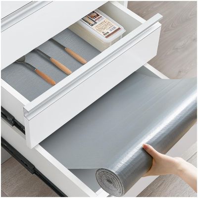 ALIUNI Drawer and Shelf Liner, Non-Slip Kitchen Cabinet Liners Non-Adhesive Thick Strong Grip Waterproof Washable Mats Protect Dresser Shelves Cupboard Bathroom Cabinets, Pure Gray, 18 in X 20 FT