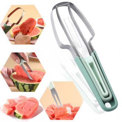 FMOYSIEN 3-in-1 Watermelon Cutter Slicer Tool,Stainless Steel Watermelon Cutter Watermelon Popsicle Cutter Mold Watermelon Fork Fruit Cutter Tool for Kitchen Utility Gadgets