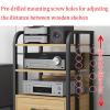 Movable 3 Tier Audio/Video Component Media Stand DVD CD Player Stand Stereo Cabinet Audio Rack with Height Adjustable Wooden Shelves and Drawer for Home/Office/Theater, 50x40x79cm view 4