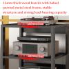 3-Tier Movable AV Media Stand Record Player Stand Entertainment Center Stereo Components Storage Cabinet Audio Rack with Height Adjustable Wooden Shelf and Drawer for Home/Office/Theater view 4