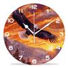 YRUDMBIN Funny 14 Inch Wall Clocks Battery Powered Decor,Bald Eagle Flying with Sunset Graceful view 1