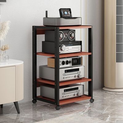 4/5-Tier AV Media Stand Movable Audio Tower CD Player Stand Stereo Component Storage Cabinet with Height Adjustable Wooden Shelf for Home/Office/Theater, 55x40x90cm, 2 Color (Color : A, Size : 4 Tie