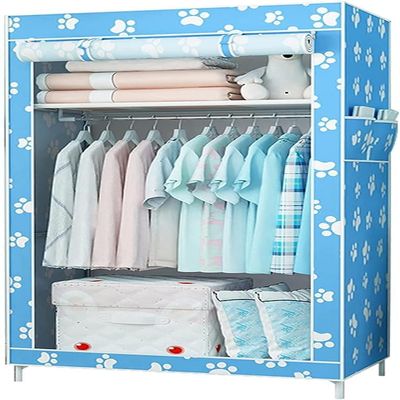 WuDLi Portable Wardrobe Cloth Wardrobe Stable Wardrobe,Multifunction Storage Closet Simplicity Bedroom Single Wardrobe Fabric Wardrobe Organiser Shelves D,155 * 43 * 70cm Portable Cloth Hanger