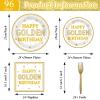 96Pcs Happy Golden Birthday Party Supplies White Gold Birthday Paper Plates Napkins Gold Glitter Birthday Dessert Party Tableware Set Golden Dinnerware for Women Men Birthday Party Decoration Serve 24 view 2
