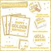96Pcs Happy Golden Birthday Party Supplies White Gold Birthday Paper Plates Napkins Gold Glitter Birthday Dessert Party Tableware Set Golden Dinnerware for Women Men Birthday Party Decoration Serve 24 view 4